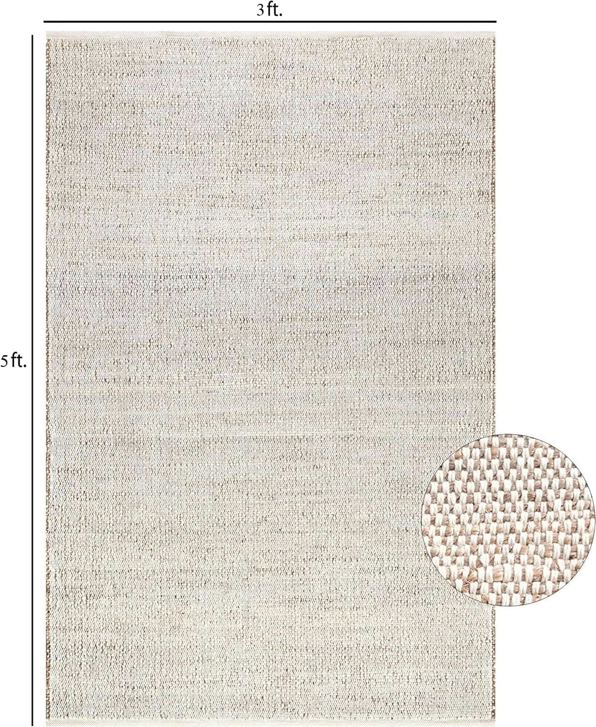 Cotton And Jute Area Rug Hand Woven Natural Farmhouse For Living Room