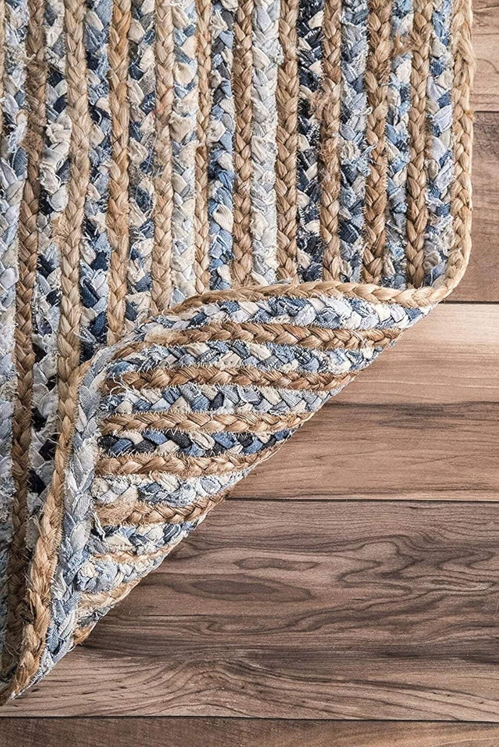 Denim And Natural Jute Rug ,Blue Carpet