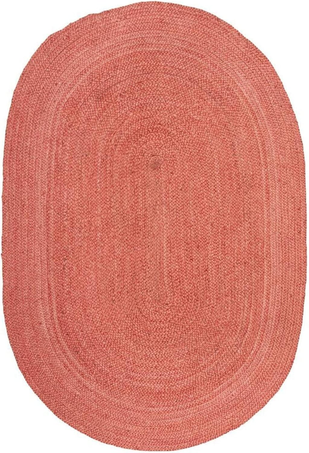 Boho Style Red Jute Rug – Hand-Braided Natural Carpet for Living Room