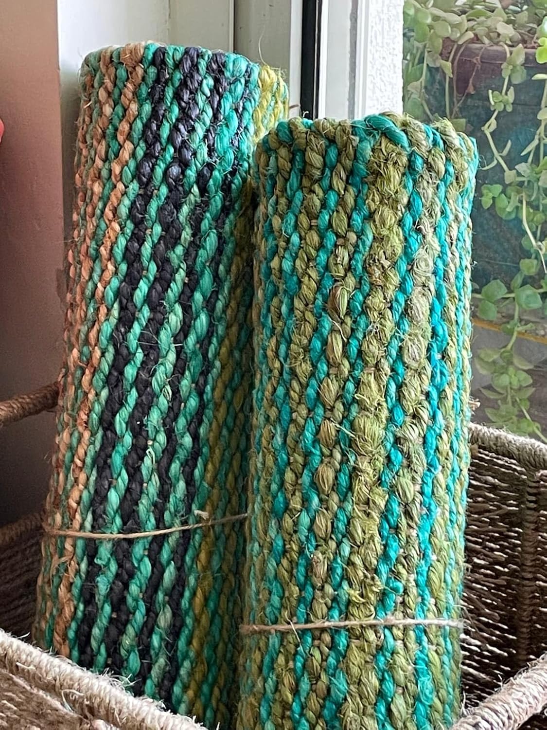 Set of 2 Pics 100% Hemp Handmade for Door Mat, Balcony, Bath, Kitchen, Gift, Indian Traditional Hemp Rugs