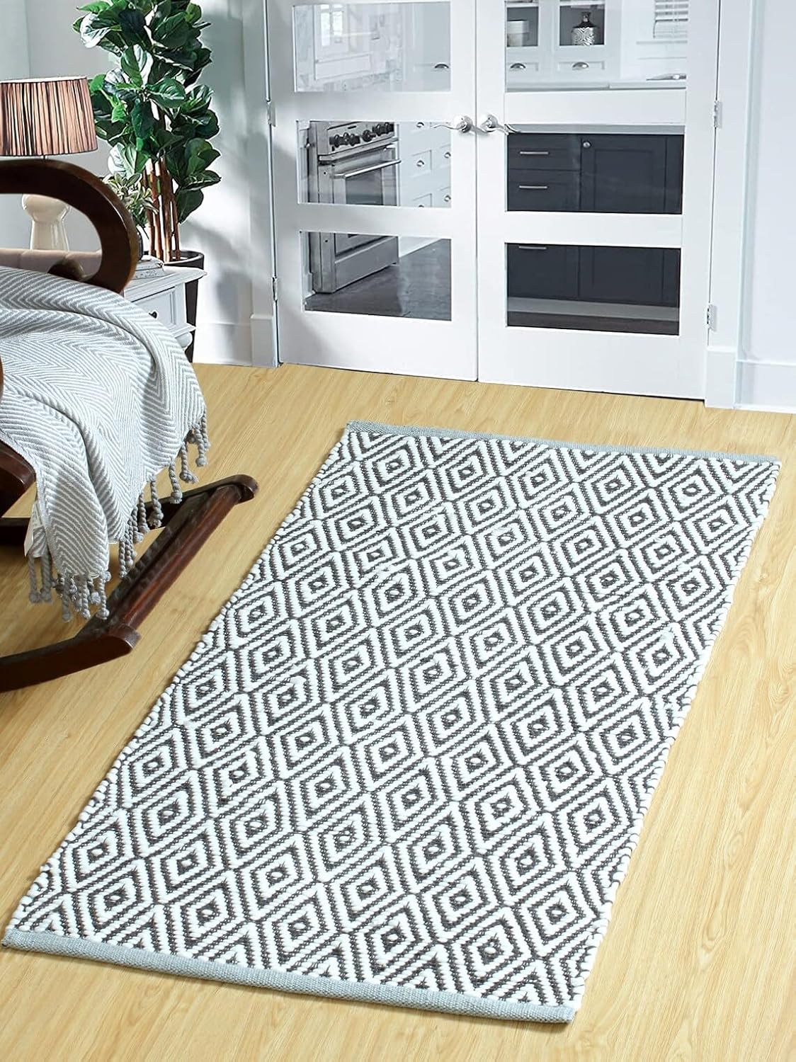 Cotton Rugs Washable Handwoven Zig Zag Pattern