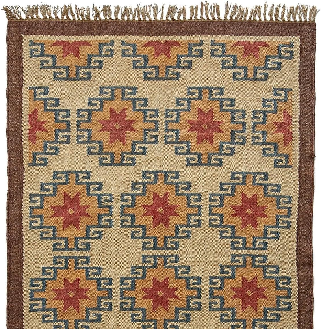 Natural Wool Jute Kilim Dhurrie Rugs,Motifs Oriental Traditional Indian Geometric Rug,yellow