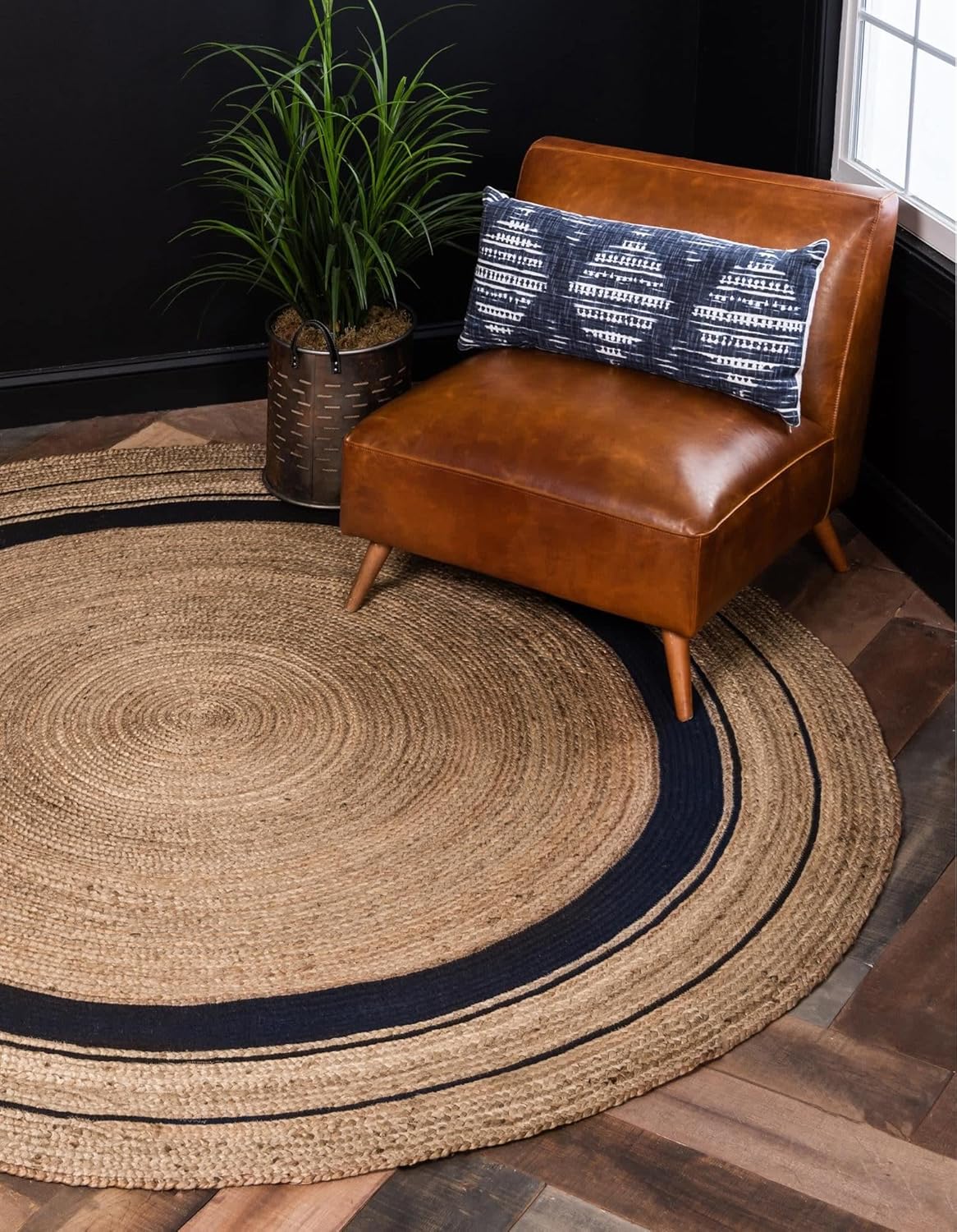Bohemian Natural Fiber Rug – Rikki Design with Braided Border