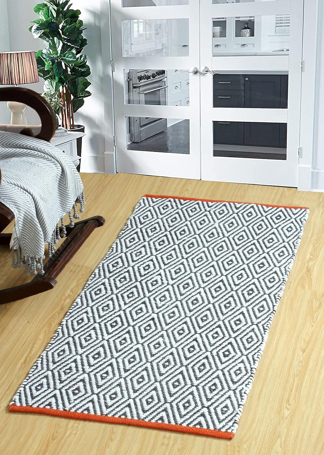 Cotton Rugs Washable Handwoven Zig Zag Pattern