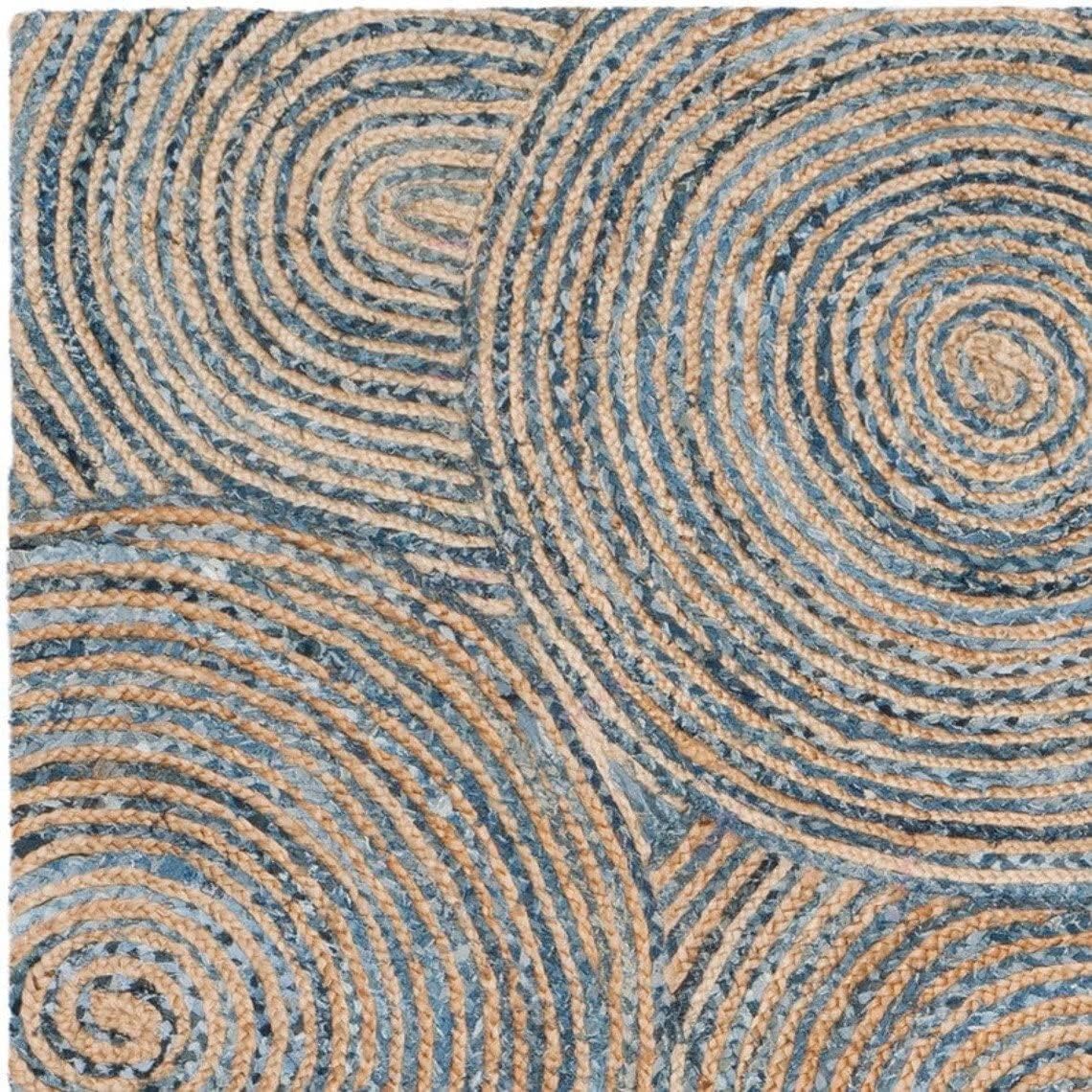 Hand Braided Jute & Denim Rug,Denim Jute Rugs For Living Room