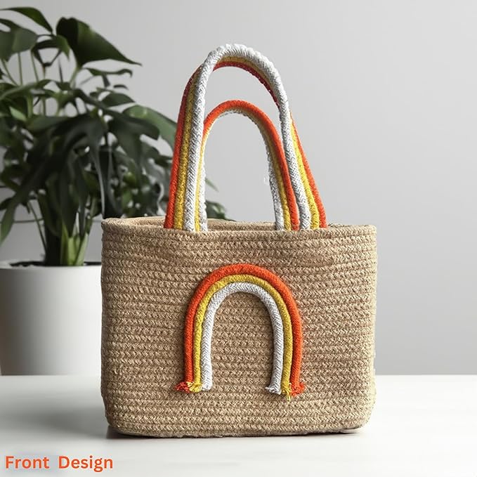 Jute Lunch Bag for Office | Picnic Basket | Tote Handbag for Lunch Box
