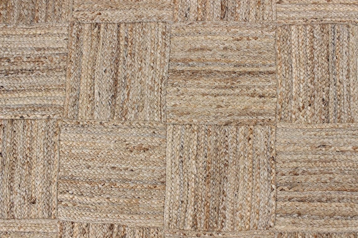 Unique Geometric Jute Rug – Handcrafted Natural Fiber Rug for Modern Spaces
