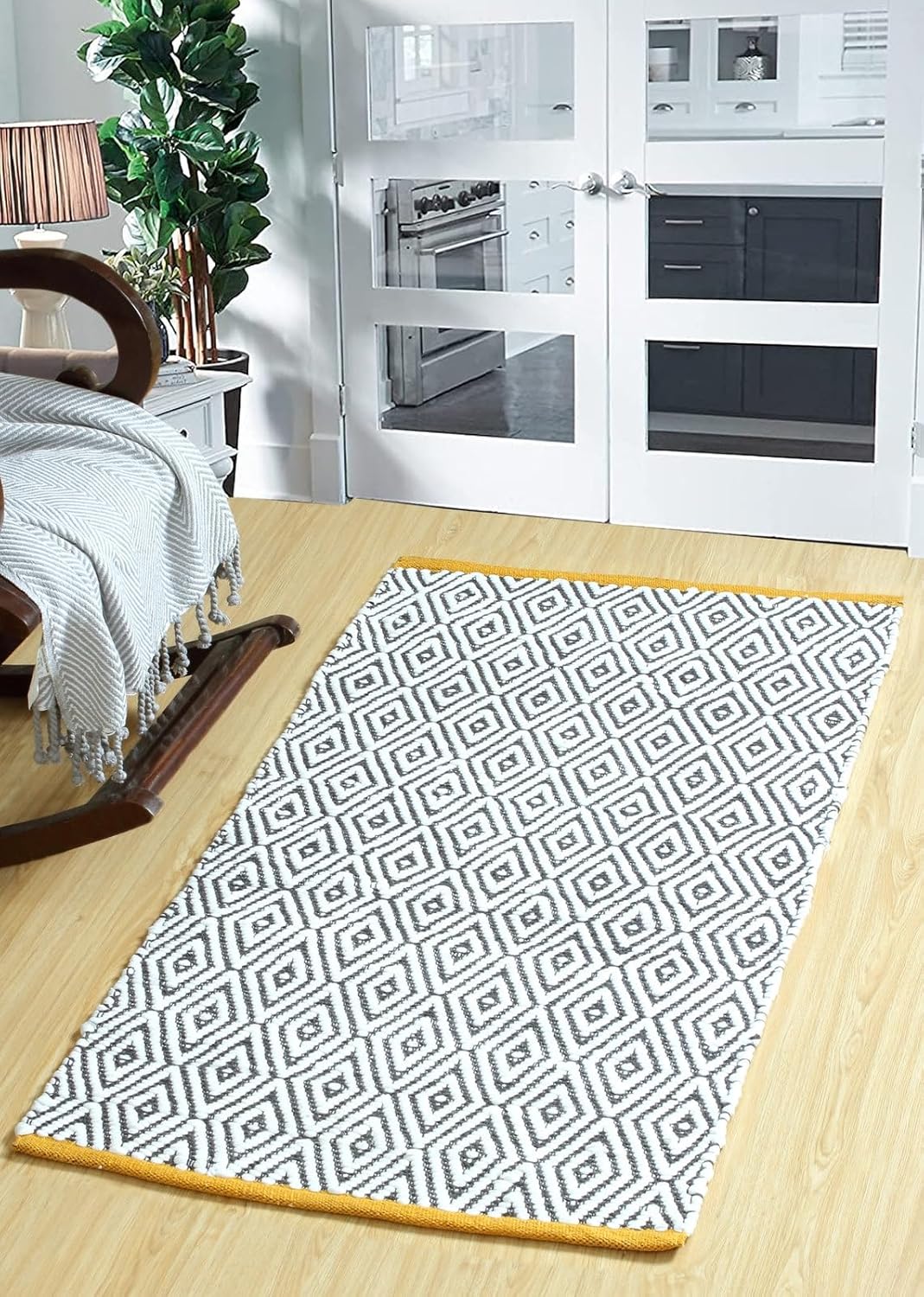 Cotton Rugs Washable Handwoven Zig Zag Pattern