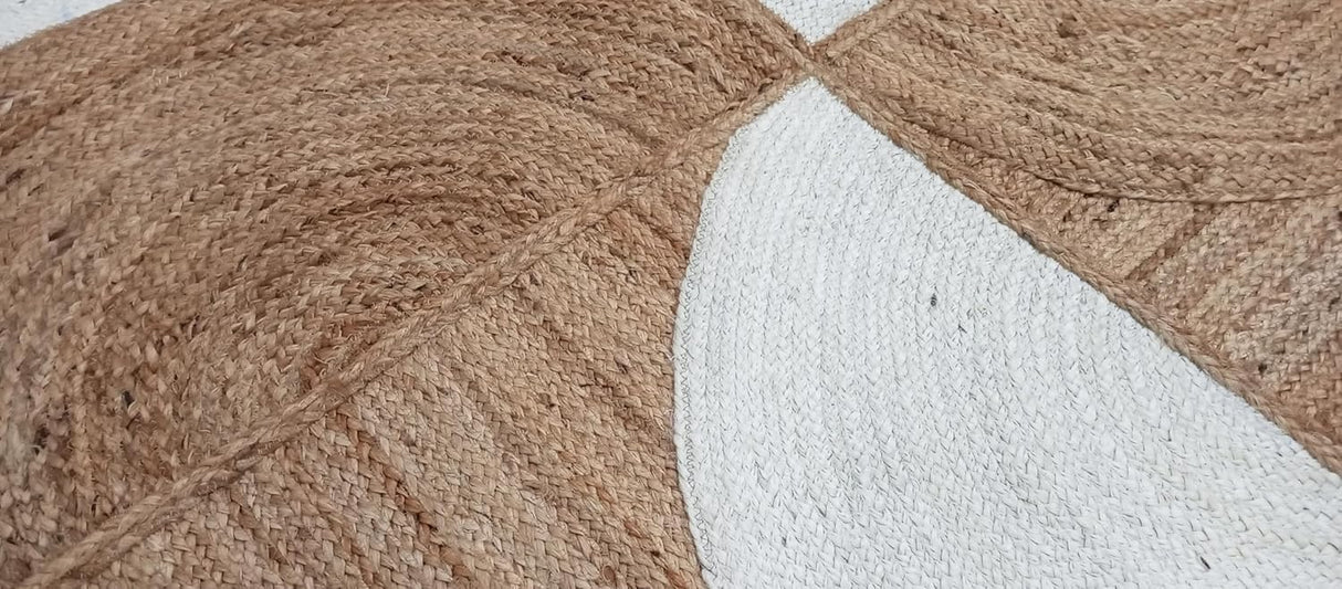 Handwoven Natural Jute Rug – Indian Geometric Area Carpet for Indoor Spaces