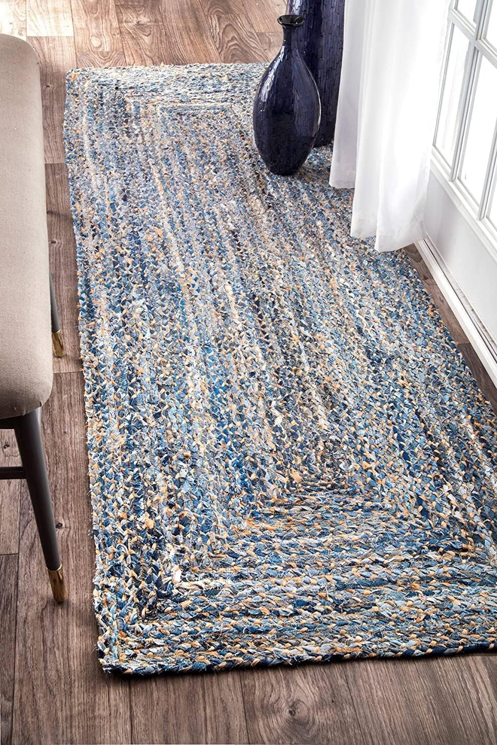 Eco-Friendly Denim Jute Rugs,Blue Carpet