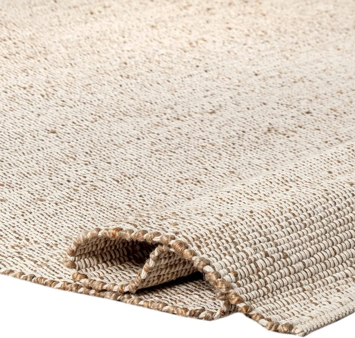 Cotton And Jute Area Rug Hand Woven Natural Farmhouse For Living Room