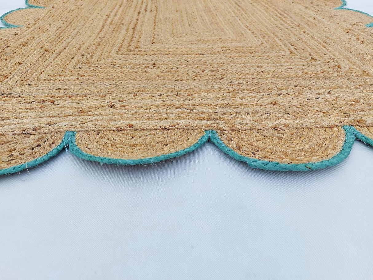 Decorative Scalloped Jute Rug – Handwoven by Village Artisans