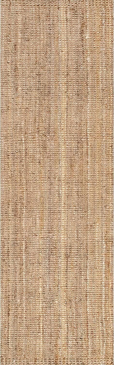 Hand Woven Ashli Handwoven Solid Jute Farmhouse, Boho Jute Carpets