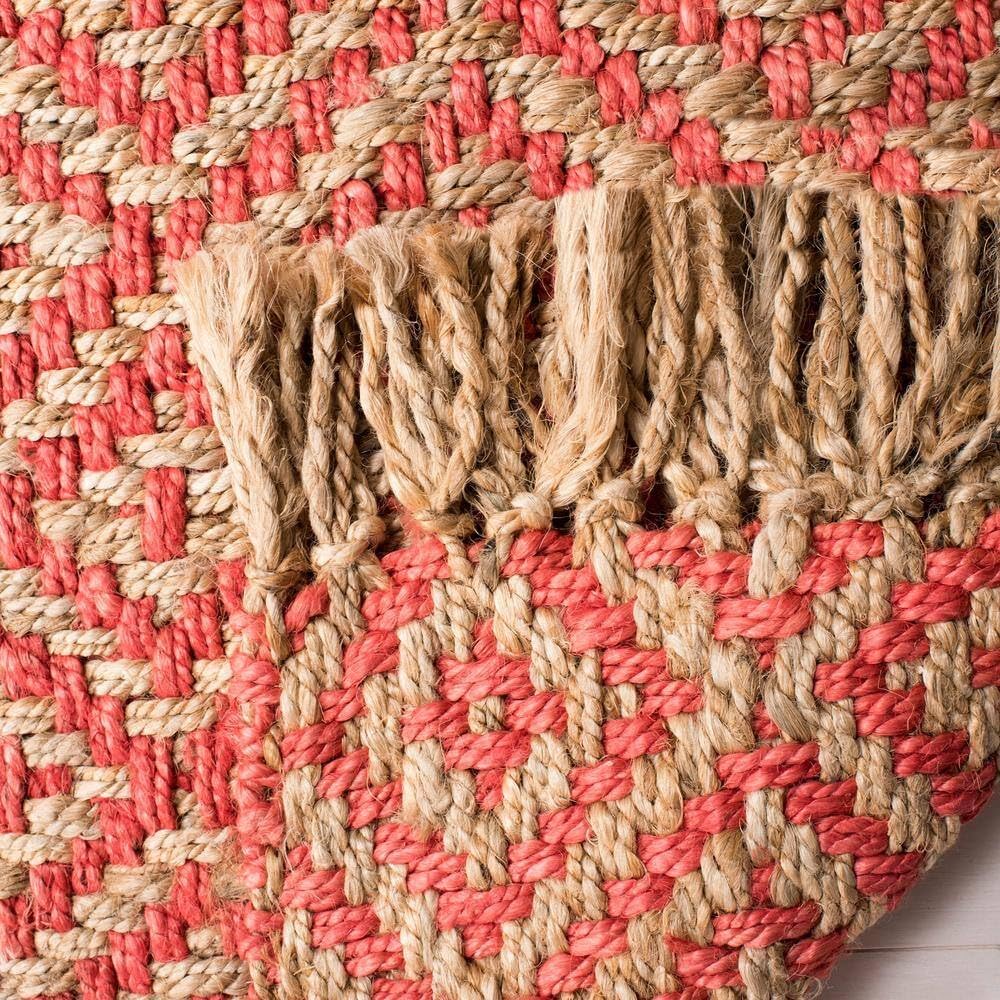 Hemp Area Rugs,Natural Fiber Indian Hand Woven Fuchsia Rug