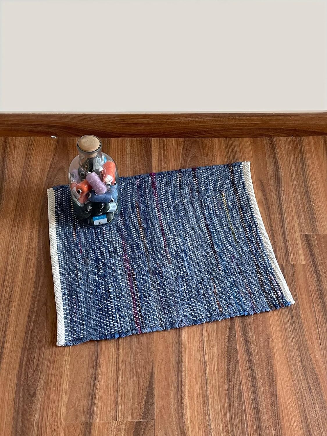 Chindi Cotton Area Rug Handmade Indian Recycled Eco Friendly Decor for Living Room