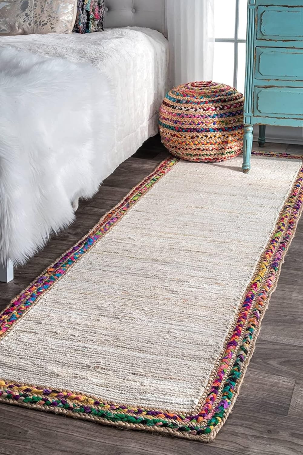 Indian Hand Woven Ivory Off White Jute-Cotton Mix Rugs