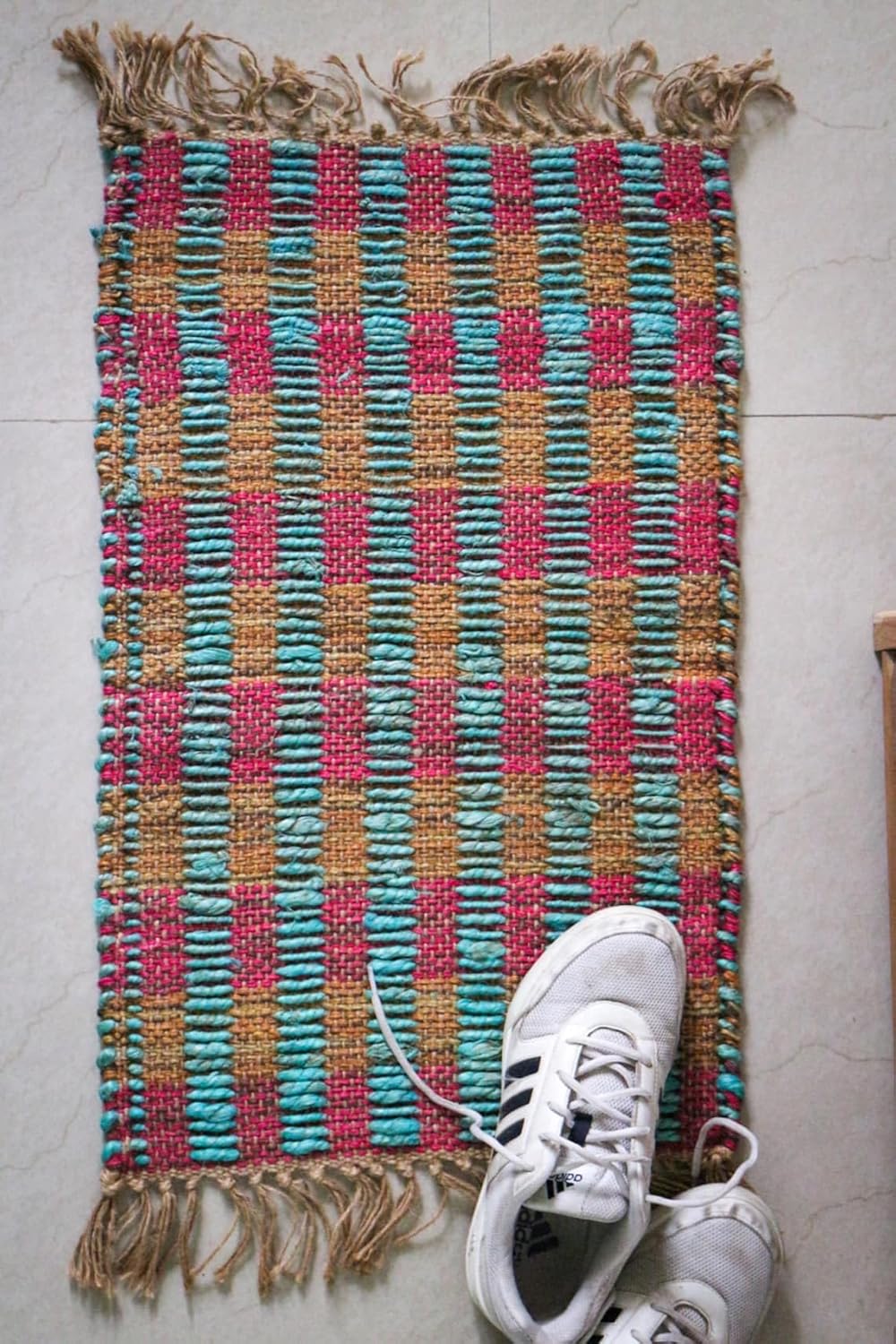 Hemp Dhurrie Rugs,Traditional Multicolor Footboard entryway Rug Chic Victorian Hipster