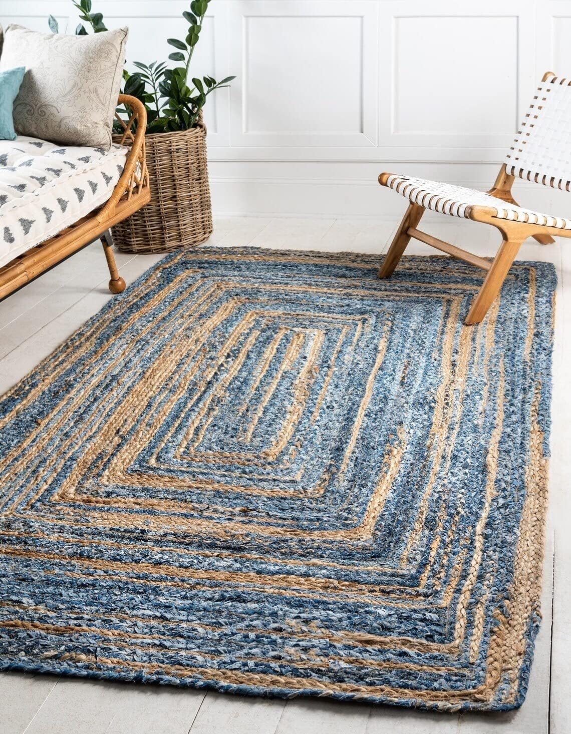 Eco-Friendly Denim Jute Rugs, Blue Rugs