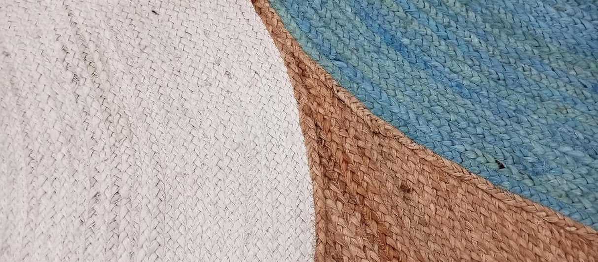 Handwoven Natural Jute Rug – Indian Geometric Area Carpet for Indoor Spaces