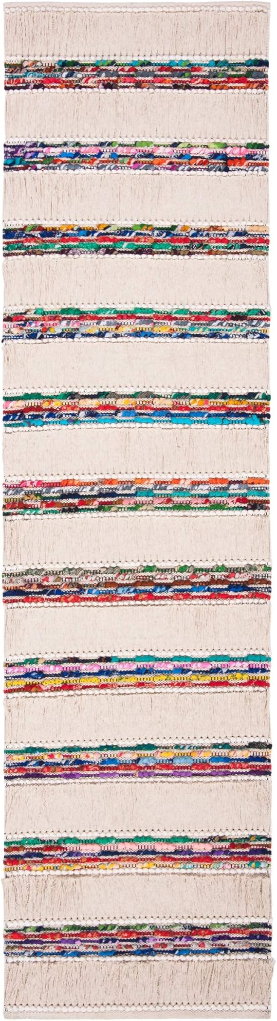 Natura Collection Hand-woven Cotton Runner, Ivory/Red