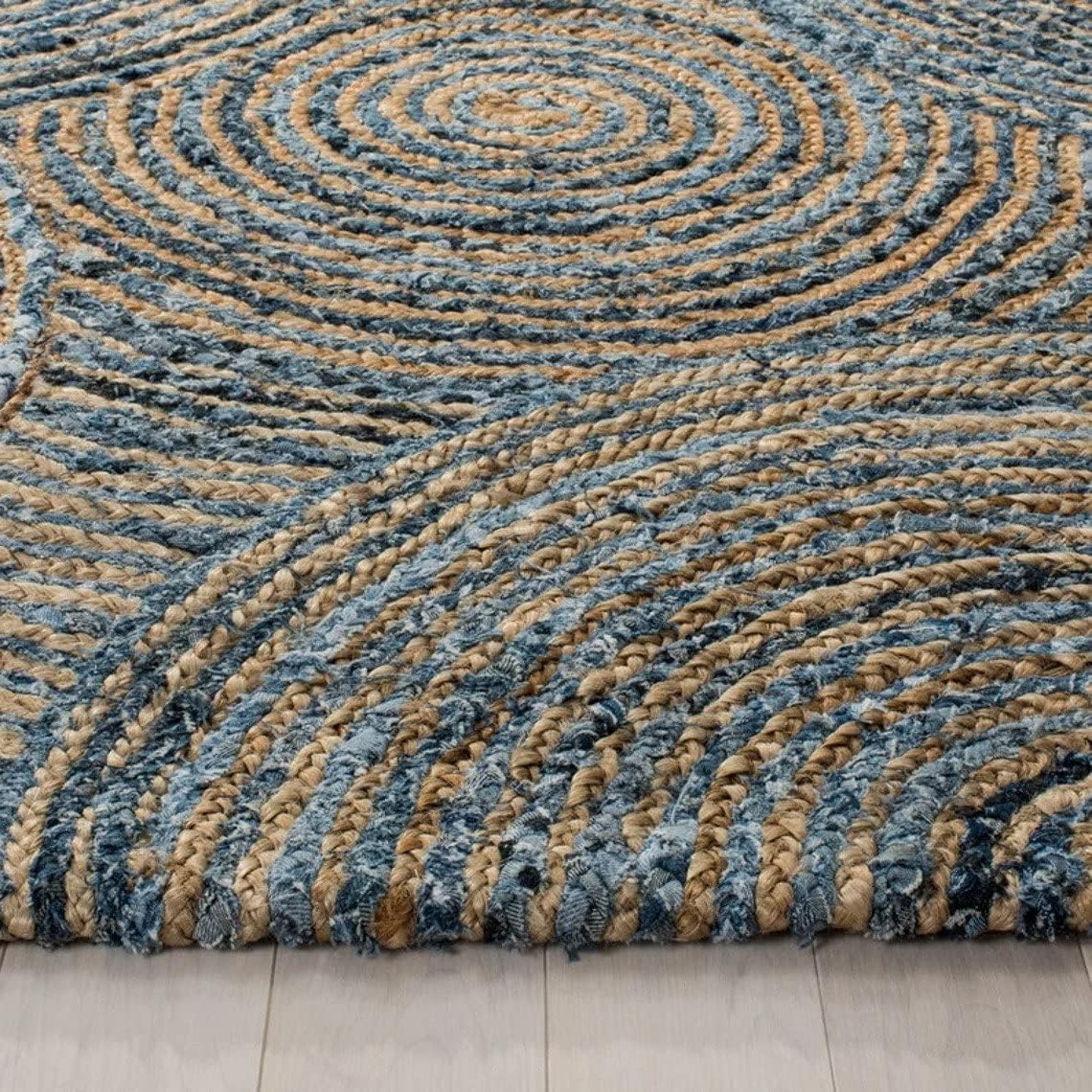 Hand Braided Jute & Denim Rug,Denim Jute Rugs For Living Room