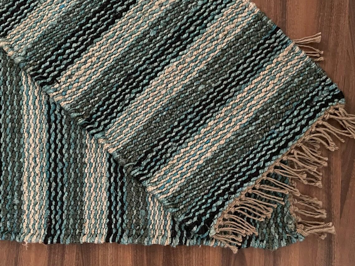 Set of 2 Pics 100% Hemp Handmade for Door Mat, Balcony, Bath, Kitchen, Gift, Indian Traditional Hemp Rugs