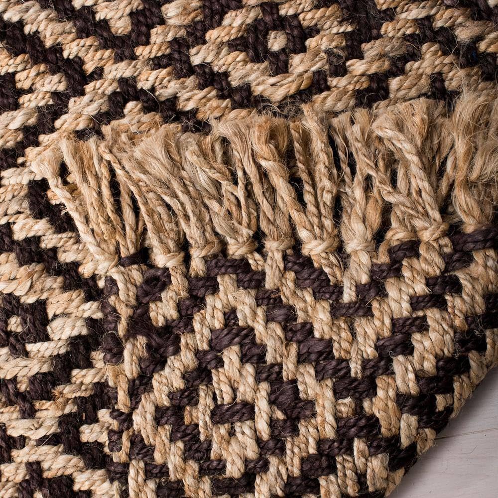 Hemp Jute And Cotton Blend Rugs, Natural Fiber Indian Hand Woven Brown Rug