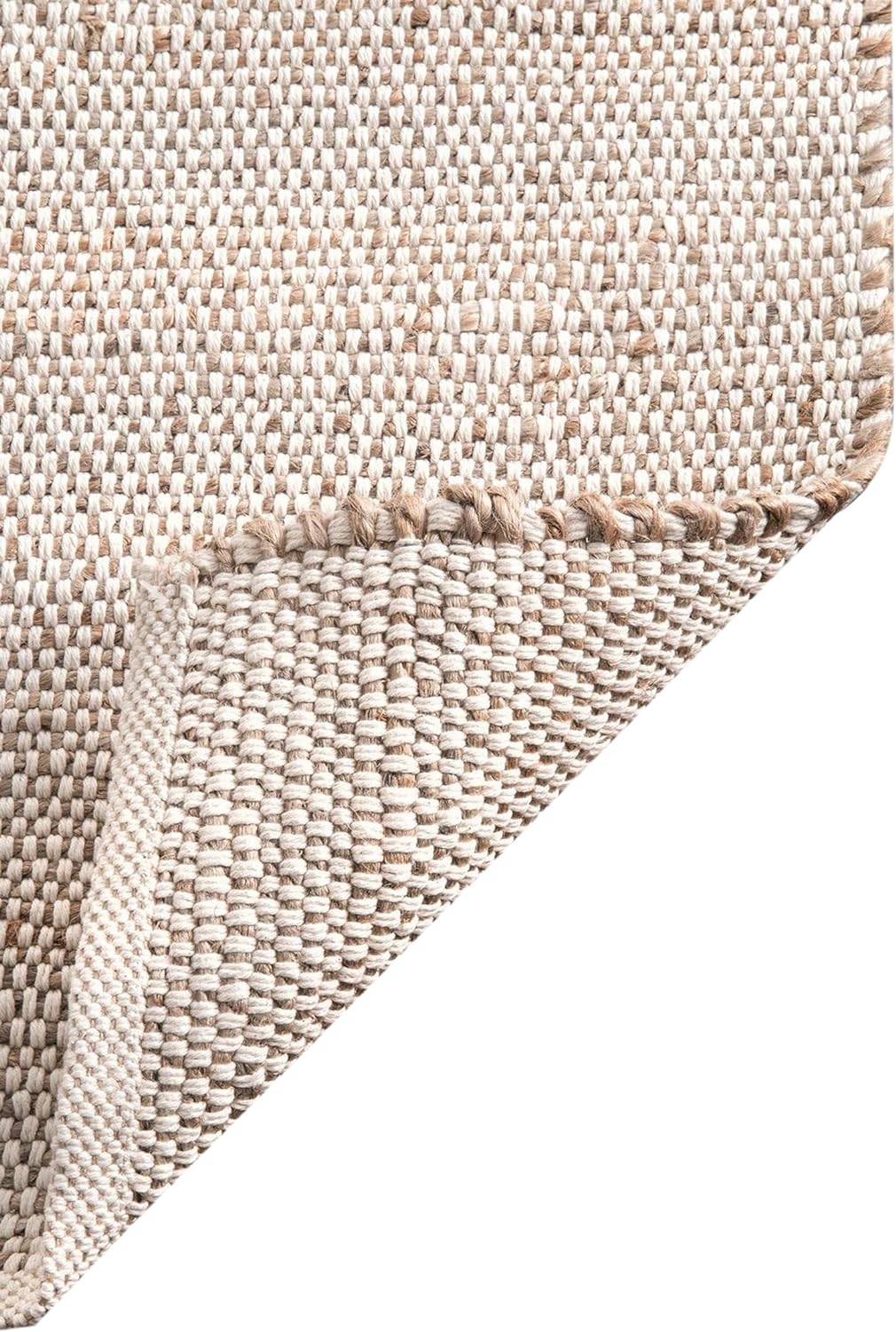 Cotton And Jute Area Rug Hand Woven Natural Farmhouse For Living Room