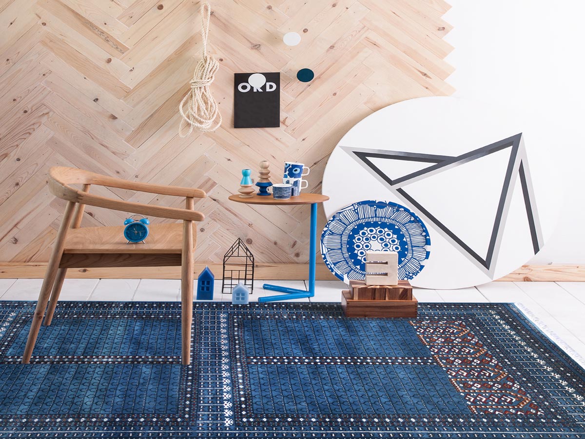 Hand Knotted Floor Carpet,Modern Design Hand Knotted Blue Wool Silk Carpet