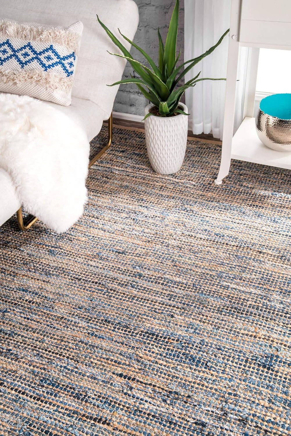 Denim And Natural Jute Rug,Blue Hemp Rugs