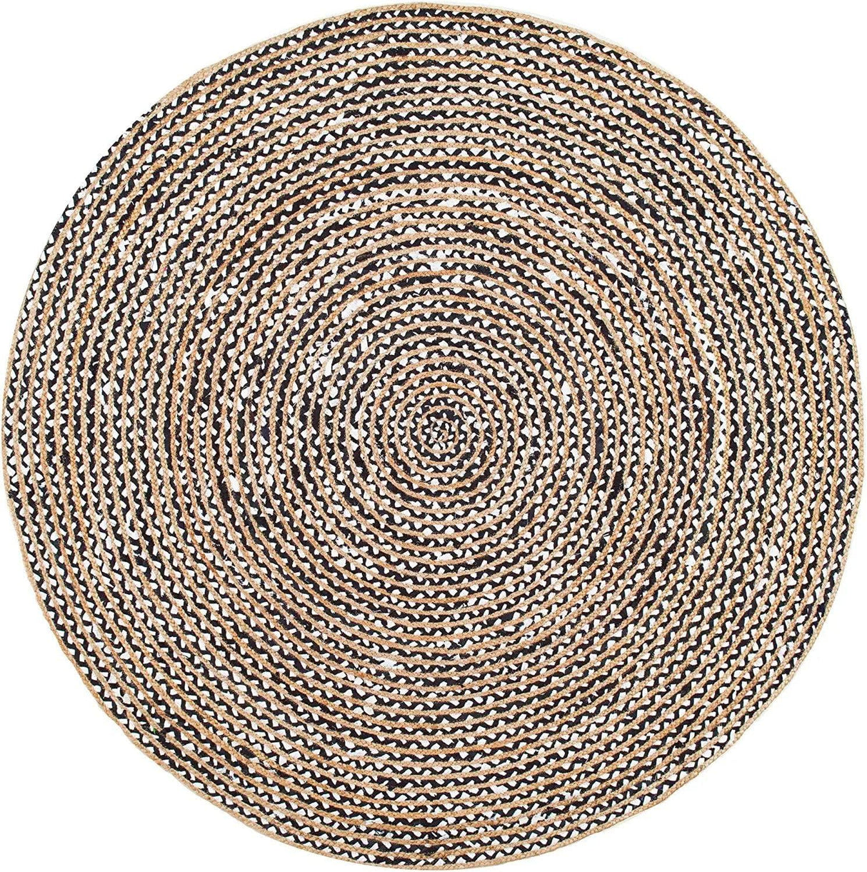 Round Natural Jute Rug – Cotton Blend Hand-Braided Area Rug