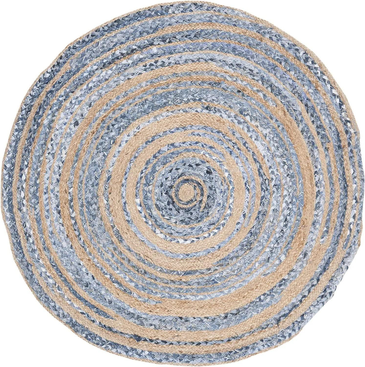 Round Natural Jute Rug – Cotton Blend Hand-Braided Area Rug