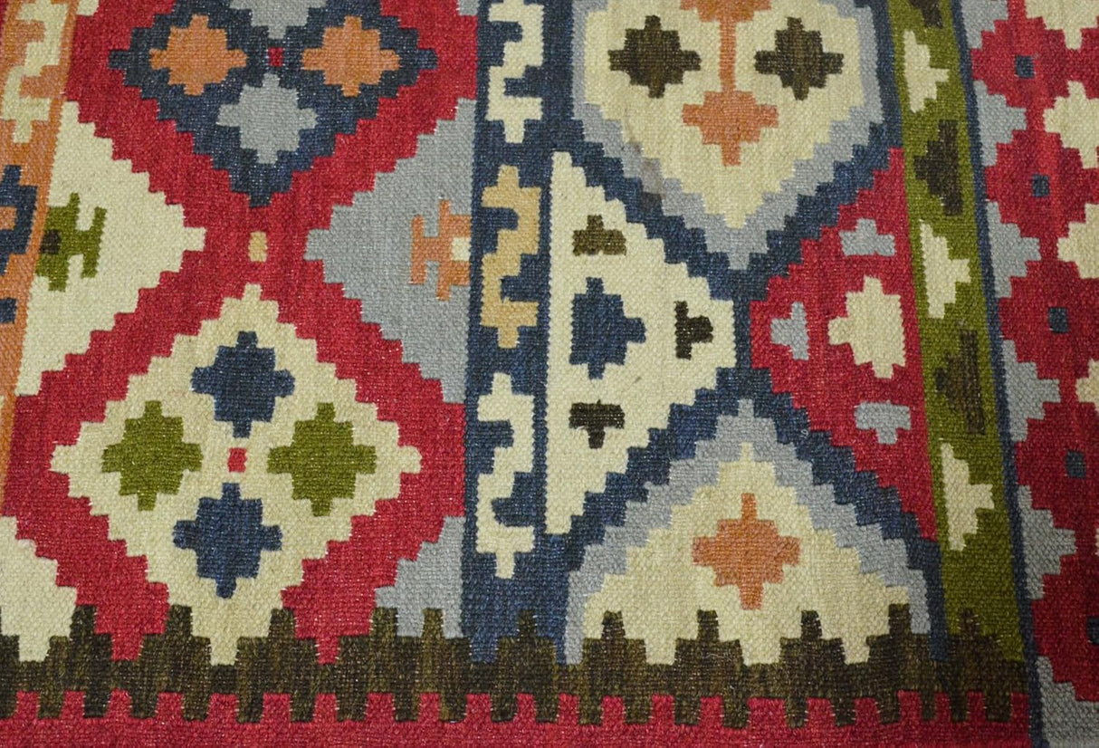 Turkish Kilim Rugs, Multi Color Cotton and Wool Handwoven Rug
