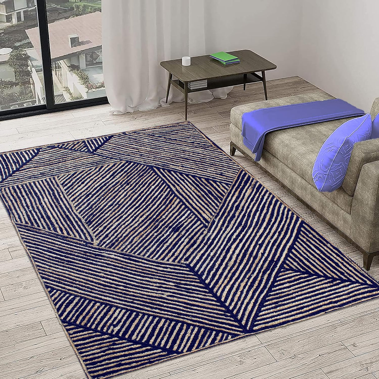 Unique Geometric Jute Rug – Handcrafted Natural Fiber Rug for Modern Spaces