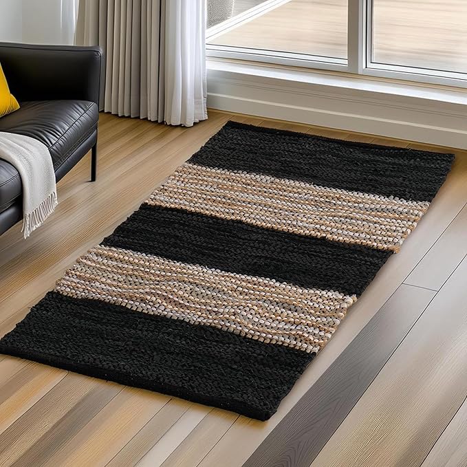 Natural Cotton Reversible Bedside Rug Runner Dari for Balcony Living Room