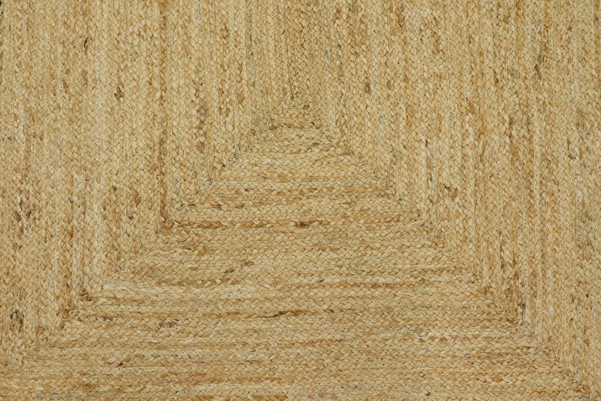 Black Border Jute Rug – Hand-Braided Scalloped Rug for Patio or Living Room