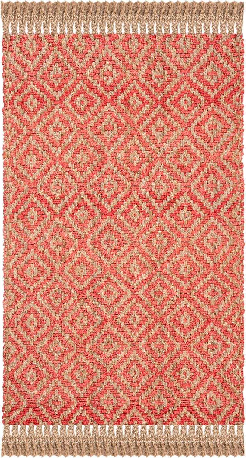 Hemp Area Rugs,Natural Fiber Indian Hand Woven Fuchsia Rug