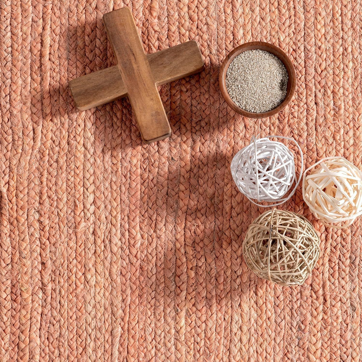 Hand-Woven Peach Natural Fiber Rug – Soft & Eco-Friendly Area Rug