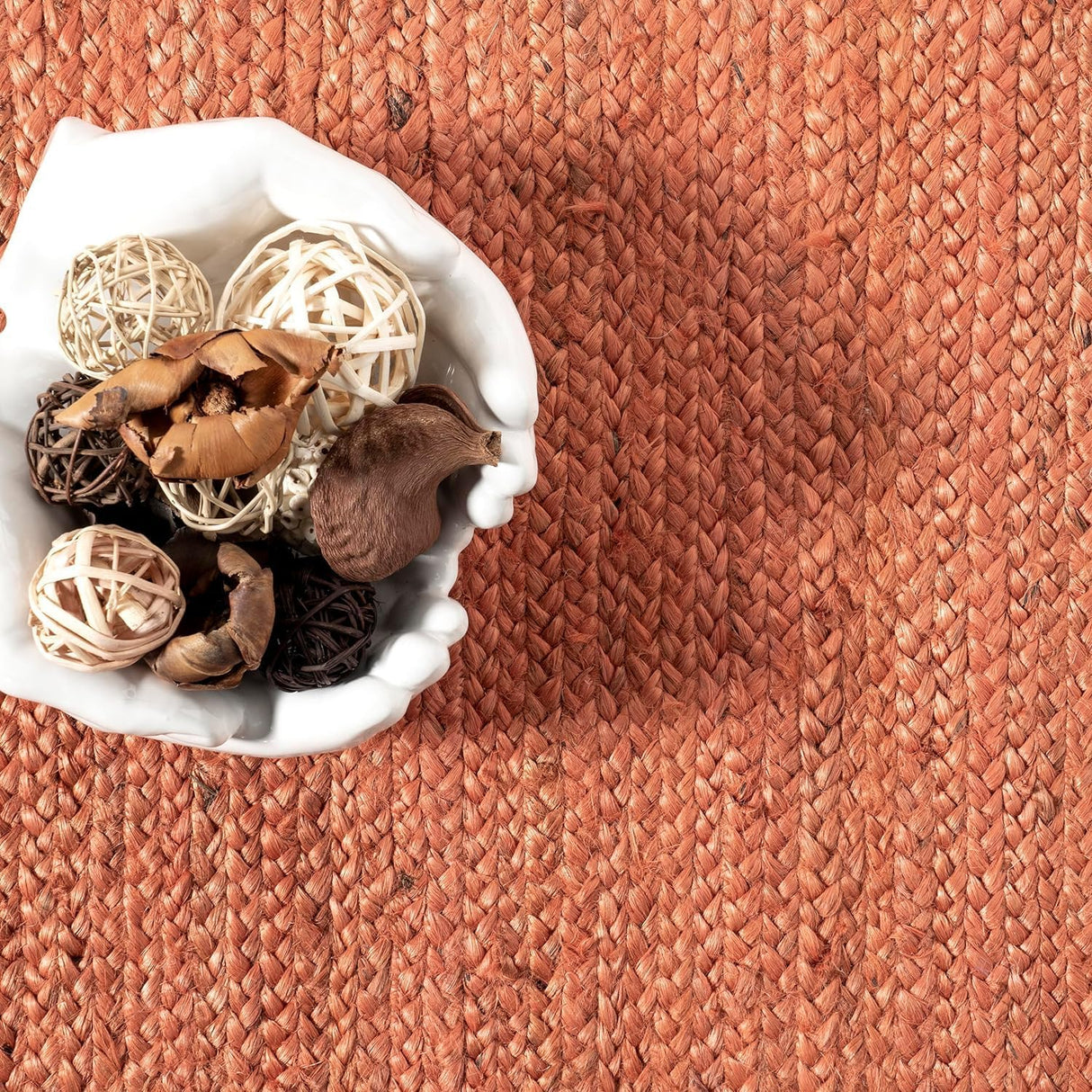 Hand-Woven Area Rug – Rustic Handmade Rug in Rust Color