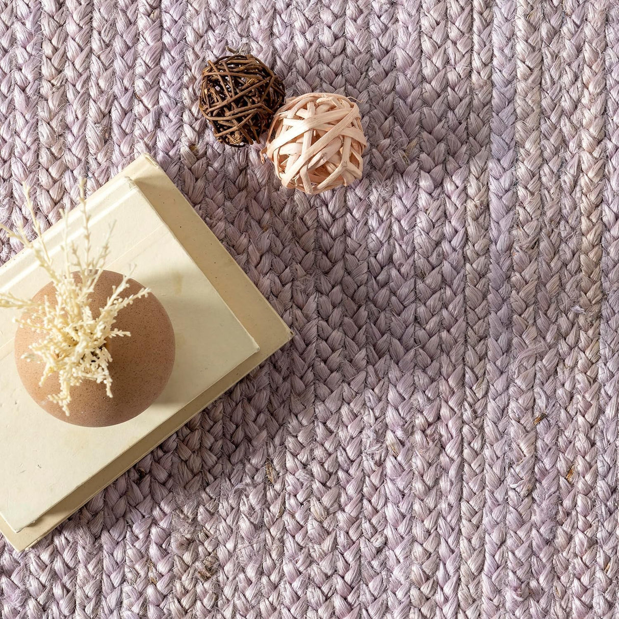 Light Purple Natural Jute Rug – Hand-Woven Eco-Friendly Floor Rug