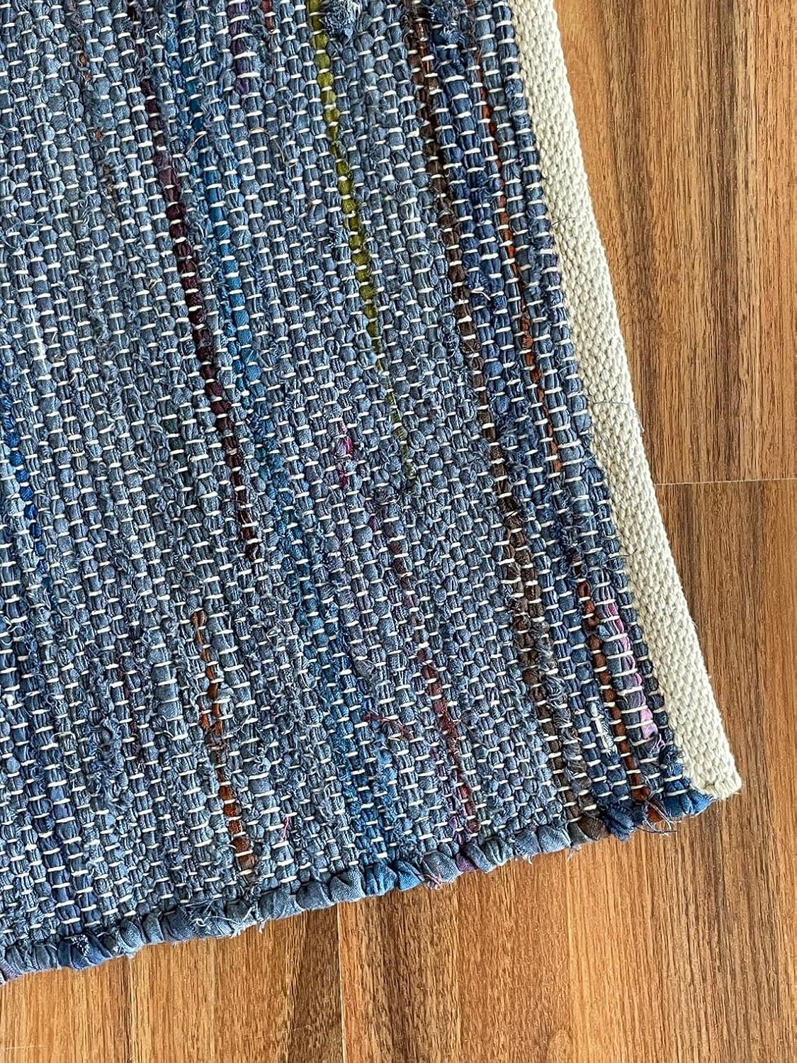 Chindi Cotton Area Rug Handmade Indian Recycled Eco Friendly Decor for Living Room