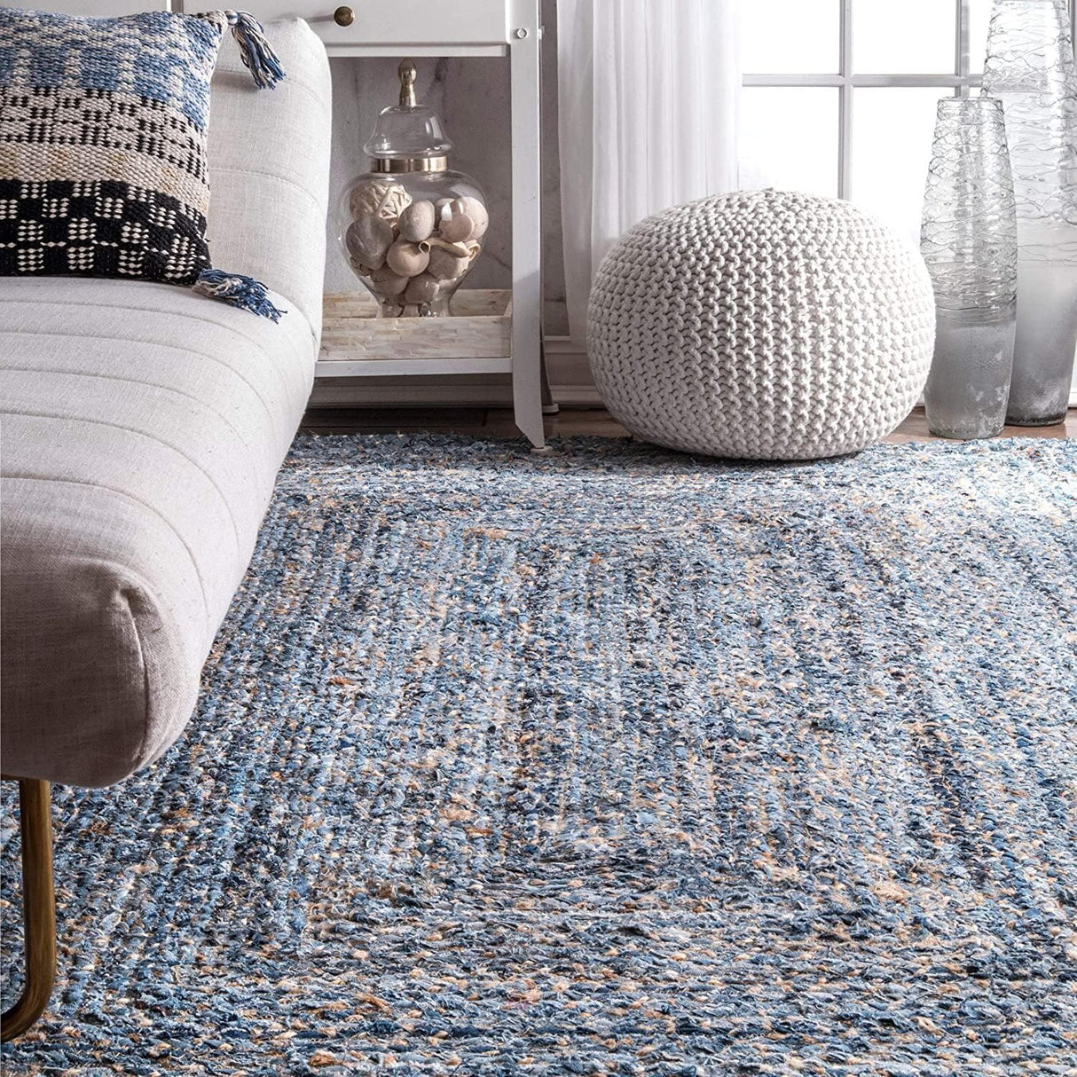 Eco-Friendly Denim Jute Rugs,Blue Carpet
