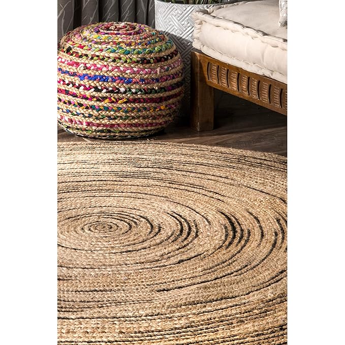 Indoor-Outdoor Round Braided Jute Rug – Modern Farmhouse Natural Fiber Rug