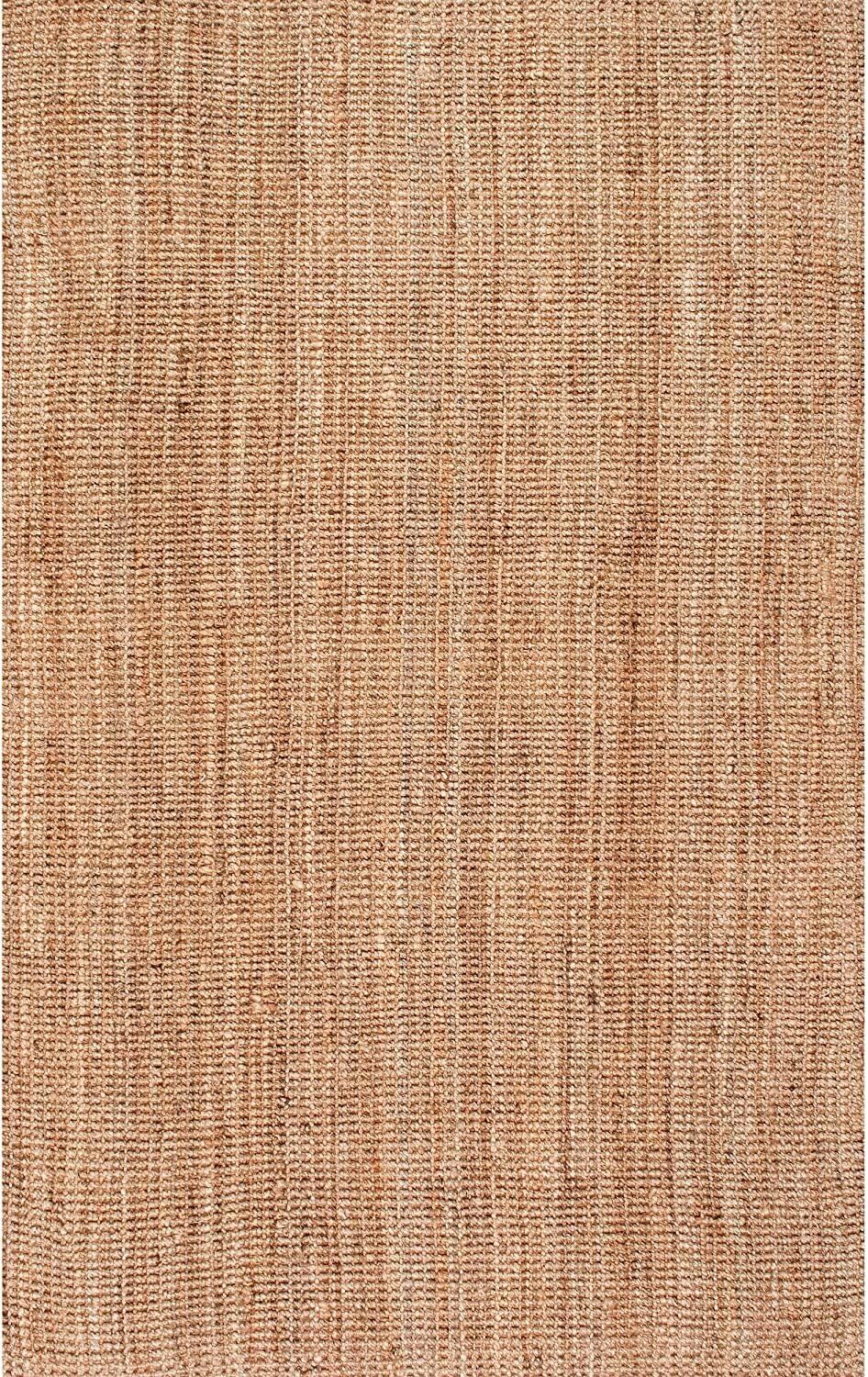 Hand Woven Ashli Handwoven Solid Jute Farmhouse, Boho Jute Carpets