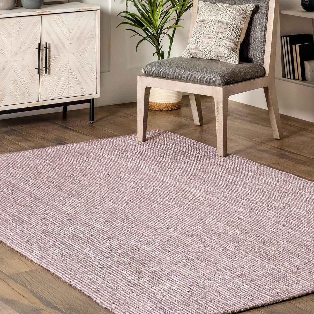 Light Purple Natural Jute Rug – Hand-Woven Eco-Friendly Floor Rug