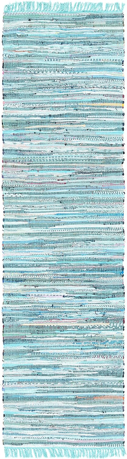 Handmade Boho Stripe Washable Turquoisen/Multi Cotton Rugs For Living Room