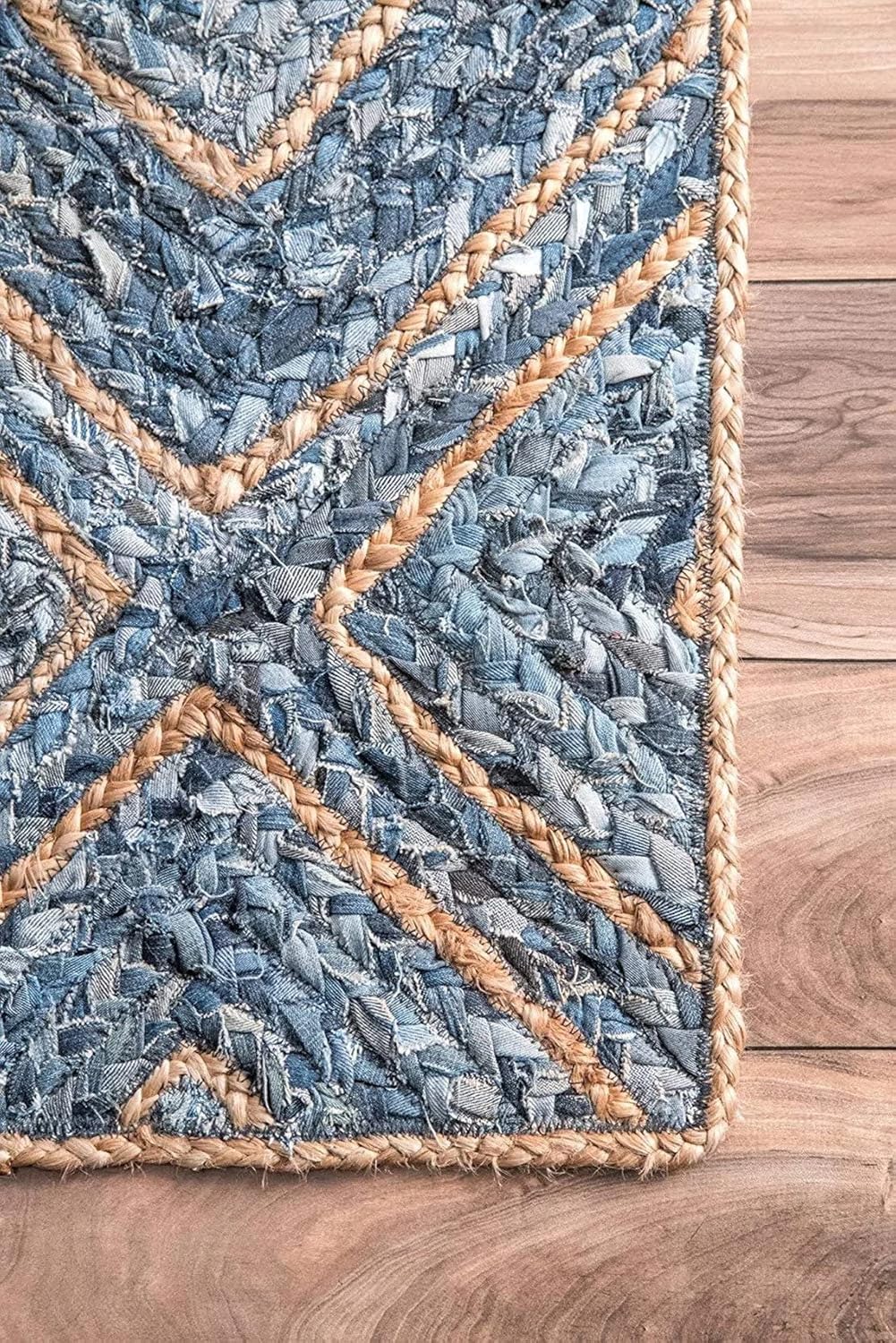 Eco-Friendly Denim Jute Rugs,Blue Beige Runner Rugs
