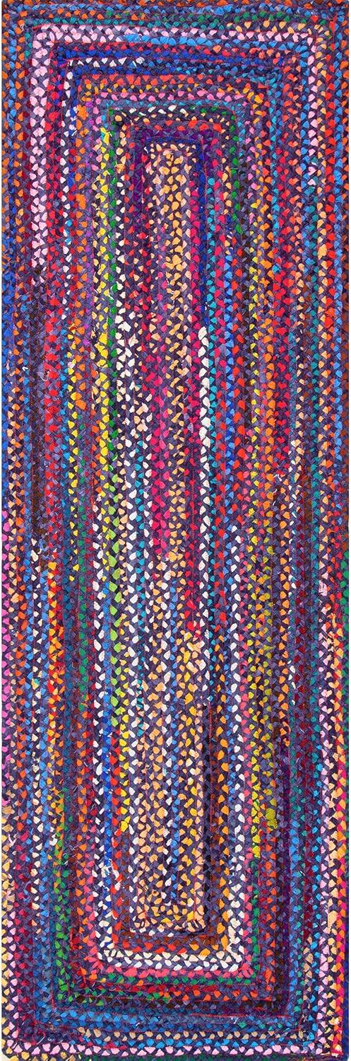 Hand Braided Recycled Blue Chindi Cotton Area Rug