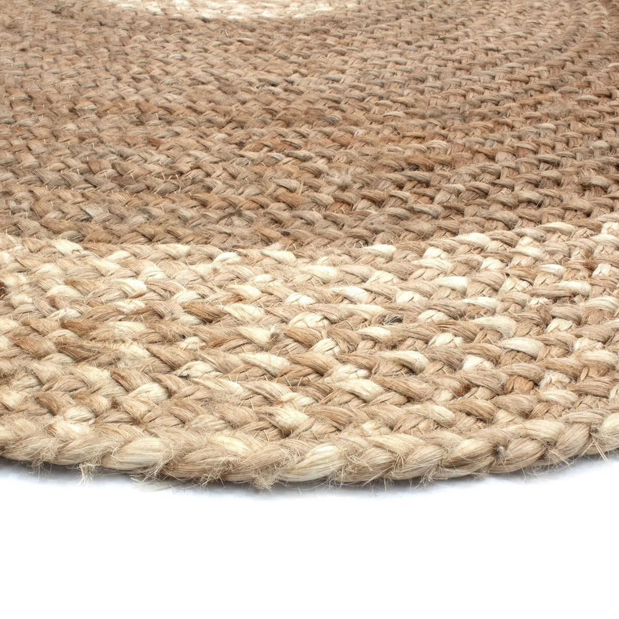 Round Handwoven Jute Rug – Braided Traditional Door Mat for Bedroom or Hallway