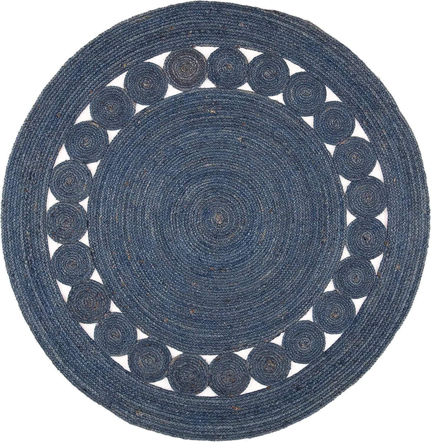 Round Hand Braided Jute Rug – Natural Fiber Carpet for Living Room & Bedroom